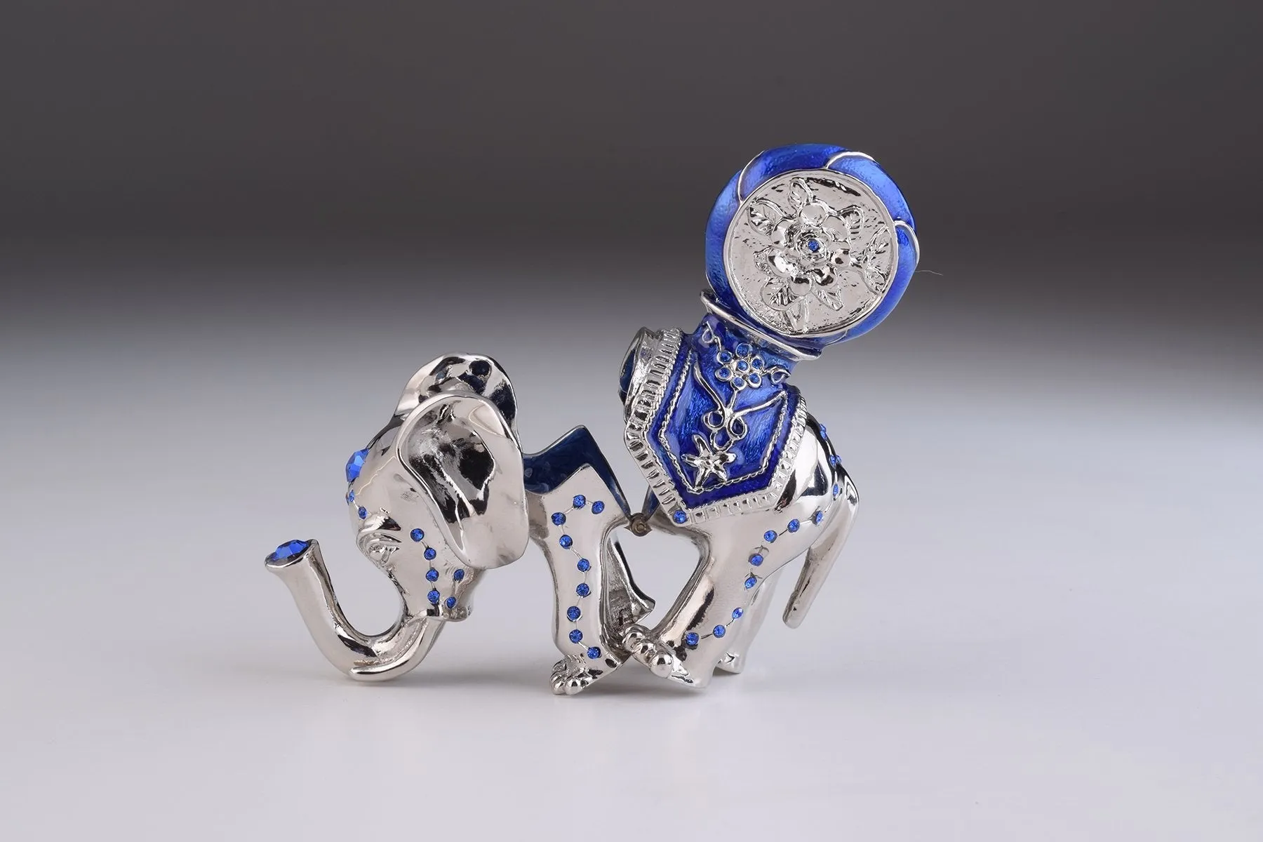 Silver Elephant with Clock