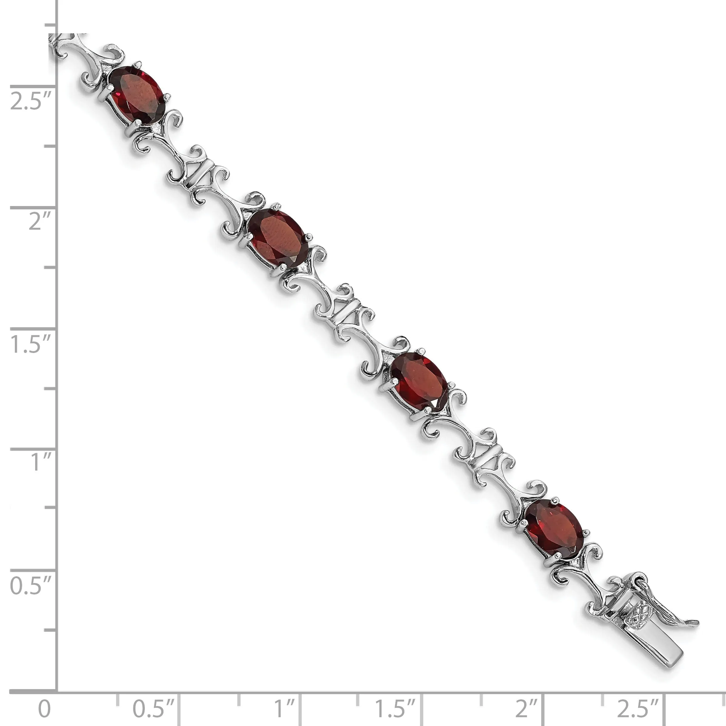 Silver Oval Cut Garnet Gemstone Bracelet
