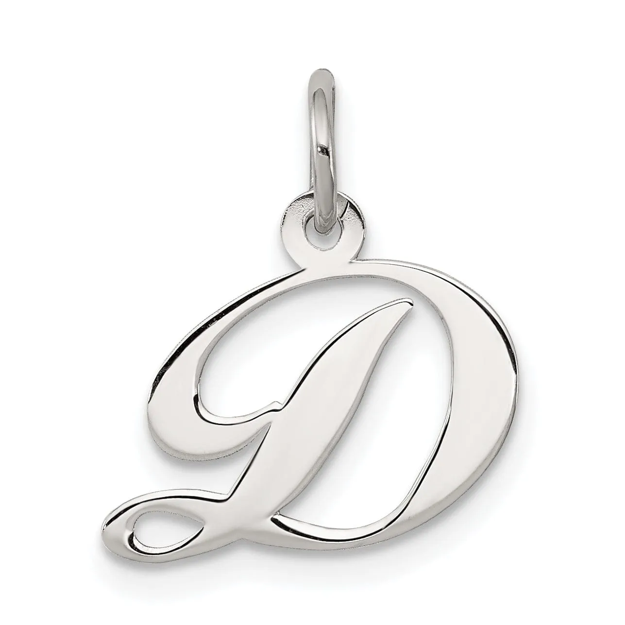 Silver Small Fancy Script Initial D Charm