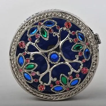 Silver with Blue & Pink Decorations Trinket Box