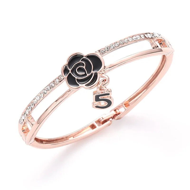 Simple new style rose gold diamond flower dripping oil bracelet women
