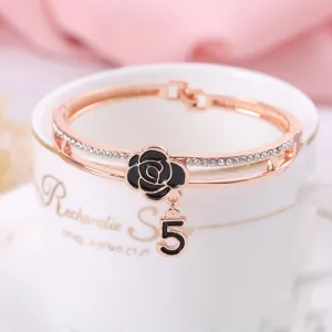 Simple new style rose gold diamond flower dripping oil bracelet women
