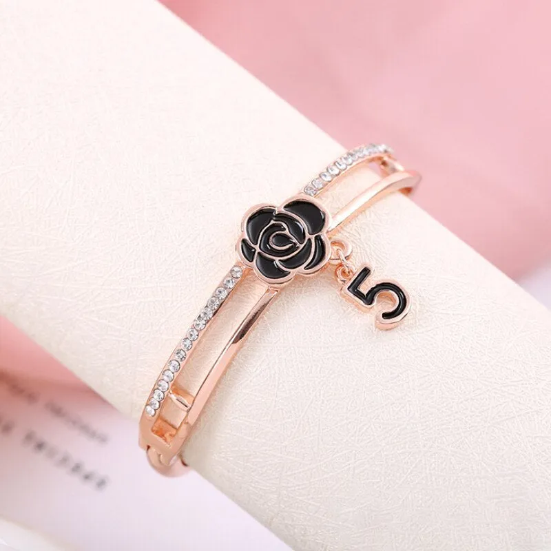 Simple new style rose gold diamond flower dripping oil bracelet women