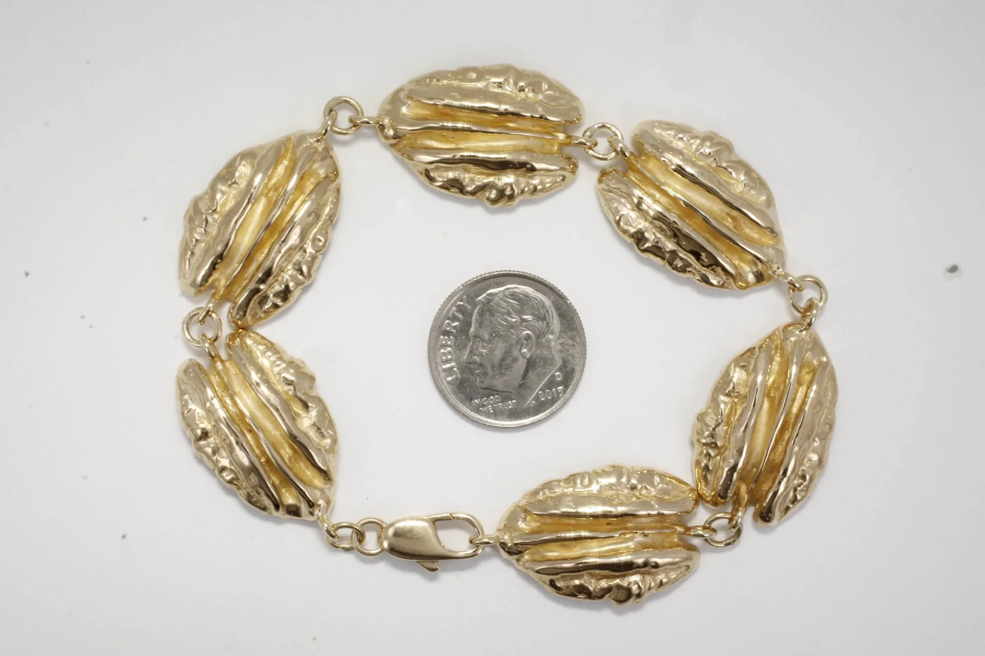 Solid 14kt Gold Pecan Bracelet for Pecan Grower