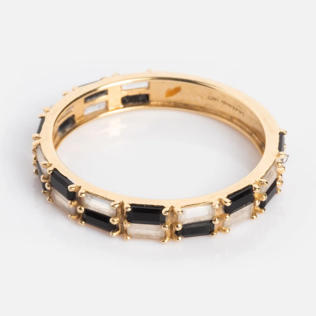 Solid Gold Black and White Checkerboard Band