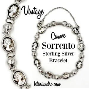 Sorrento Vintage Sterling Silver Mother of Pearl Cameo Bracelet