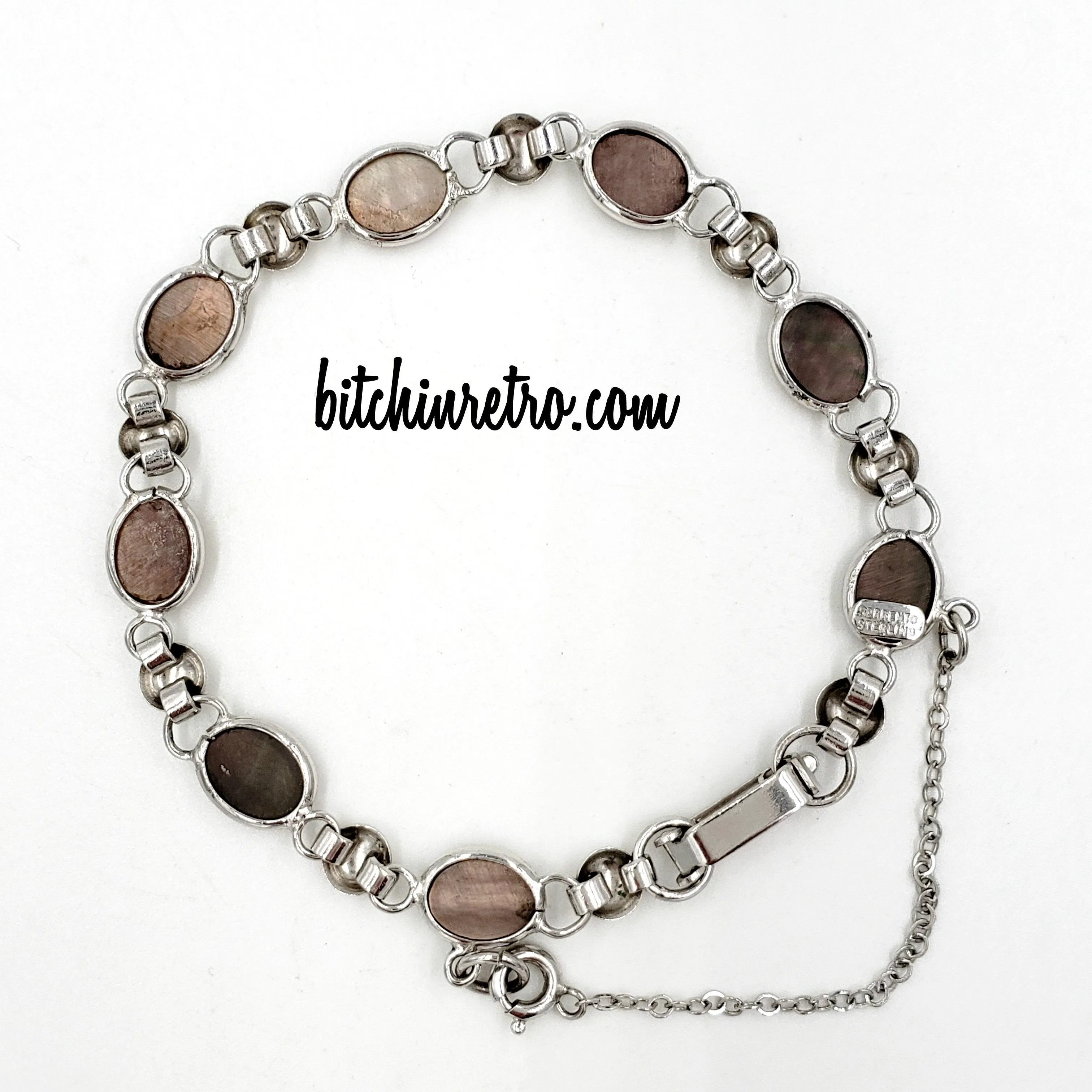 Sorrento Vintage Sterling Silver Mother of Pearl Cameo Bracelet