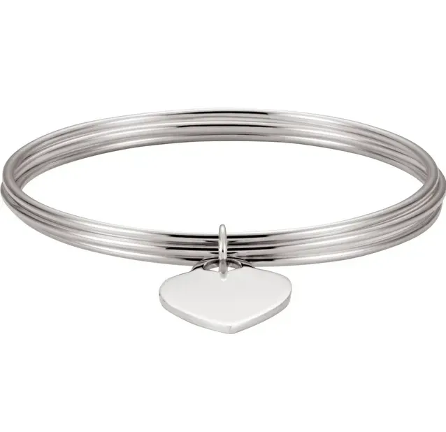 SS Triple Bangle 8" Bracelet with Heart INCL engraving