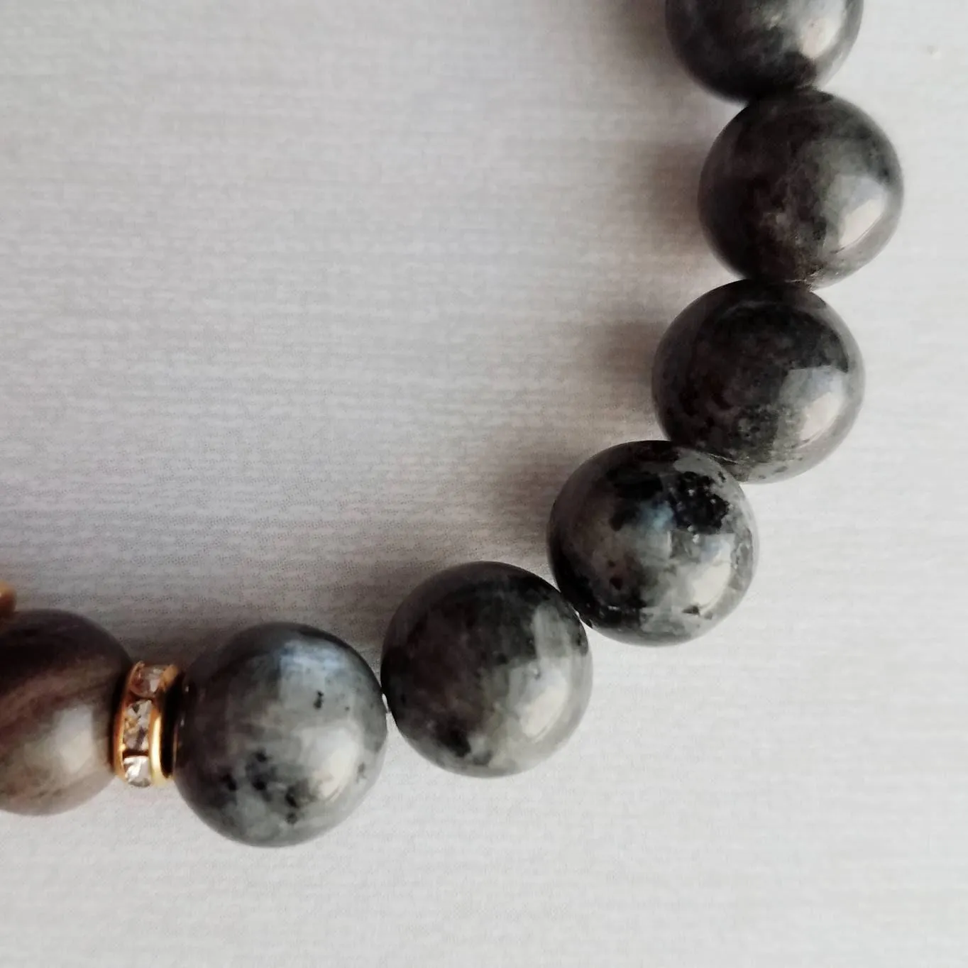 Stacking Bracelet Set, genuine stone bead bracelet, matte gemstone bracelet, black onyx dalmatian jasper grey gray larvikite labradorite gem