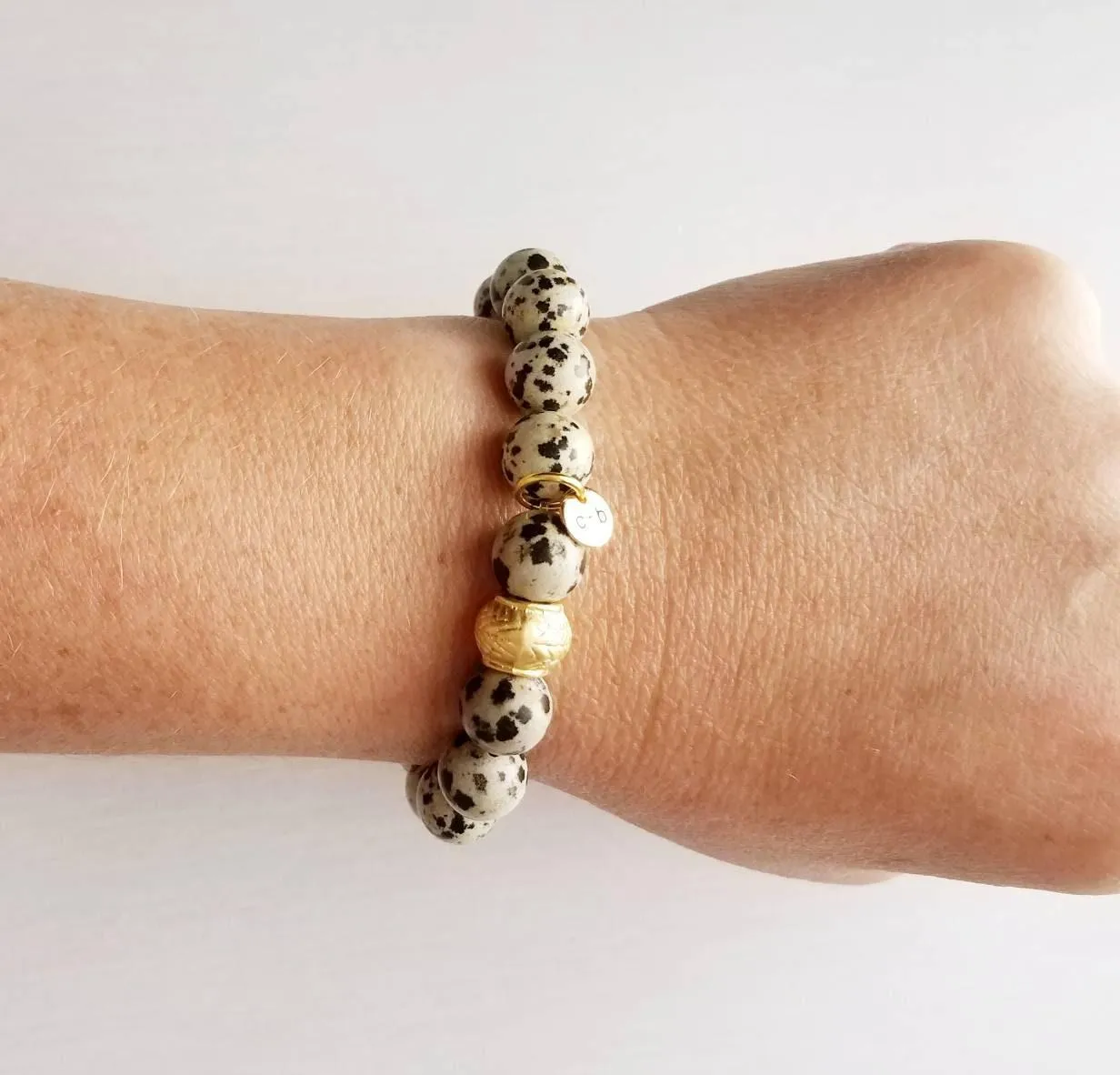 Stacking Bracelet Set, genuine stone bead bracelet, matte gemstone bracelet, black onyx dalmatian jasper grey gray larvikite labradorite gem