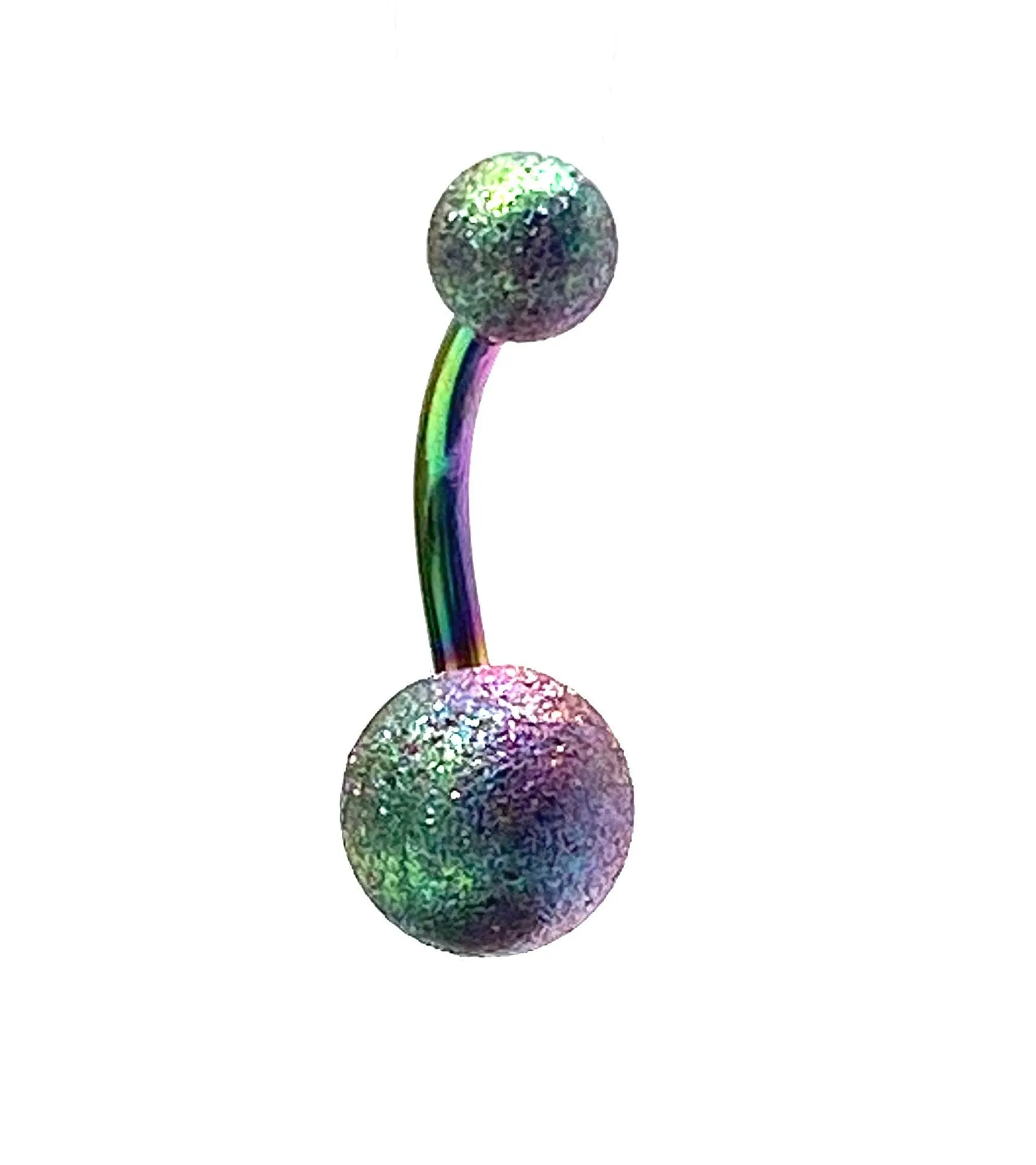 Stainless steel curve ball, glitter ball belly ring, SKU# NBR016
