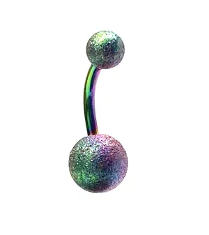 Stainless steel curve ball, glitter ball belly ring, SKU# NBR016