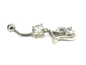 Stainless steel curve bar belly ring, SKU# 10-1-1