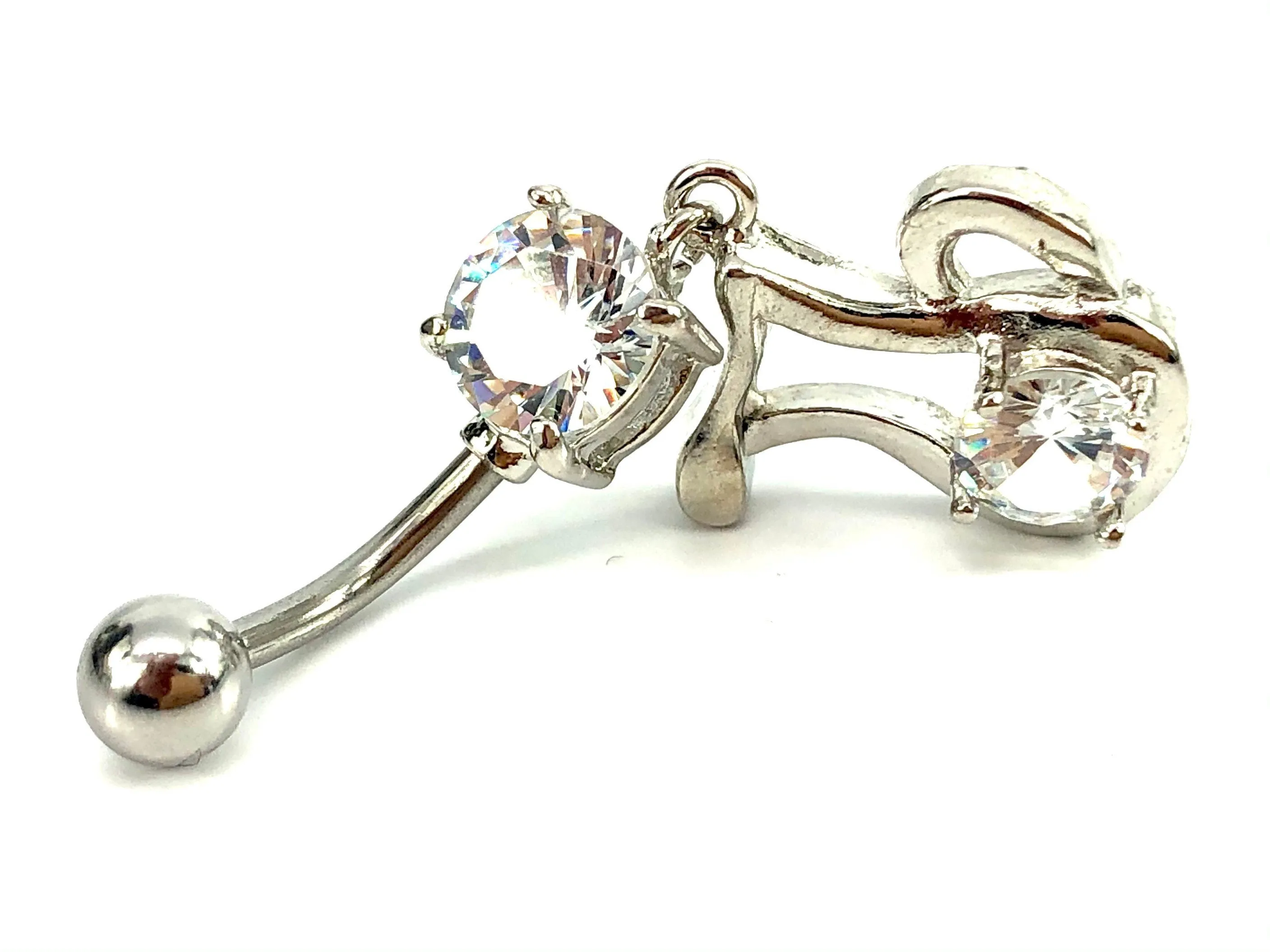 Stainless steel curve bar belly ring, SKU# 10-1-1