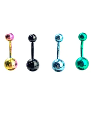 Stainless steel curve bar belly ring, SKU# NBR061