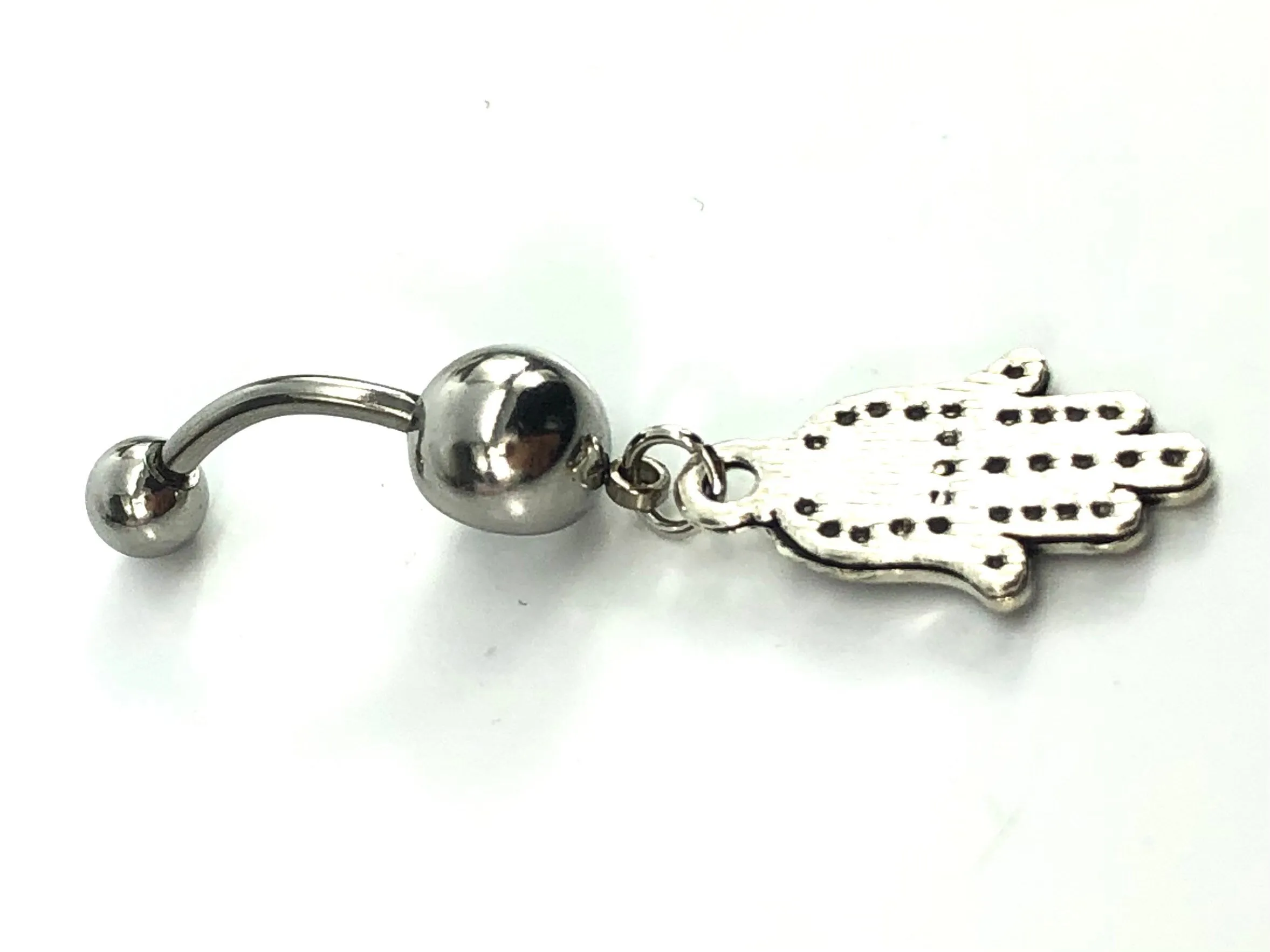 Stainless steel curve bar gem belly ring, SKU# NBR028