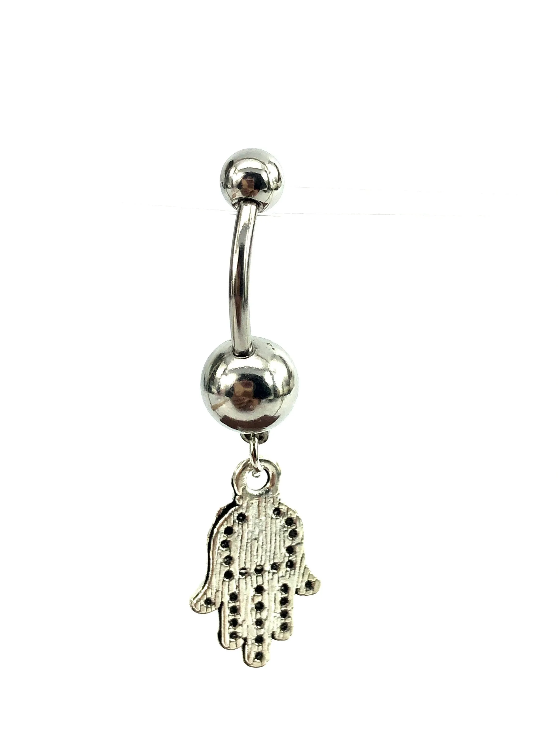 Stainless steel curve bar gem belly ring, SKU# NBR028