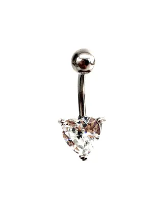 Stainless steel curve bar , heart gem belly ring, SKU# NBR023-2