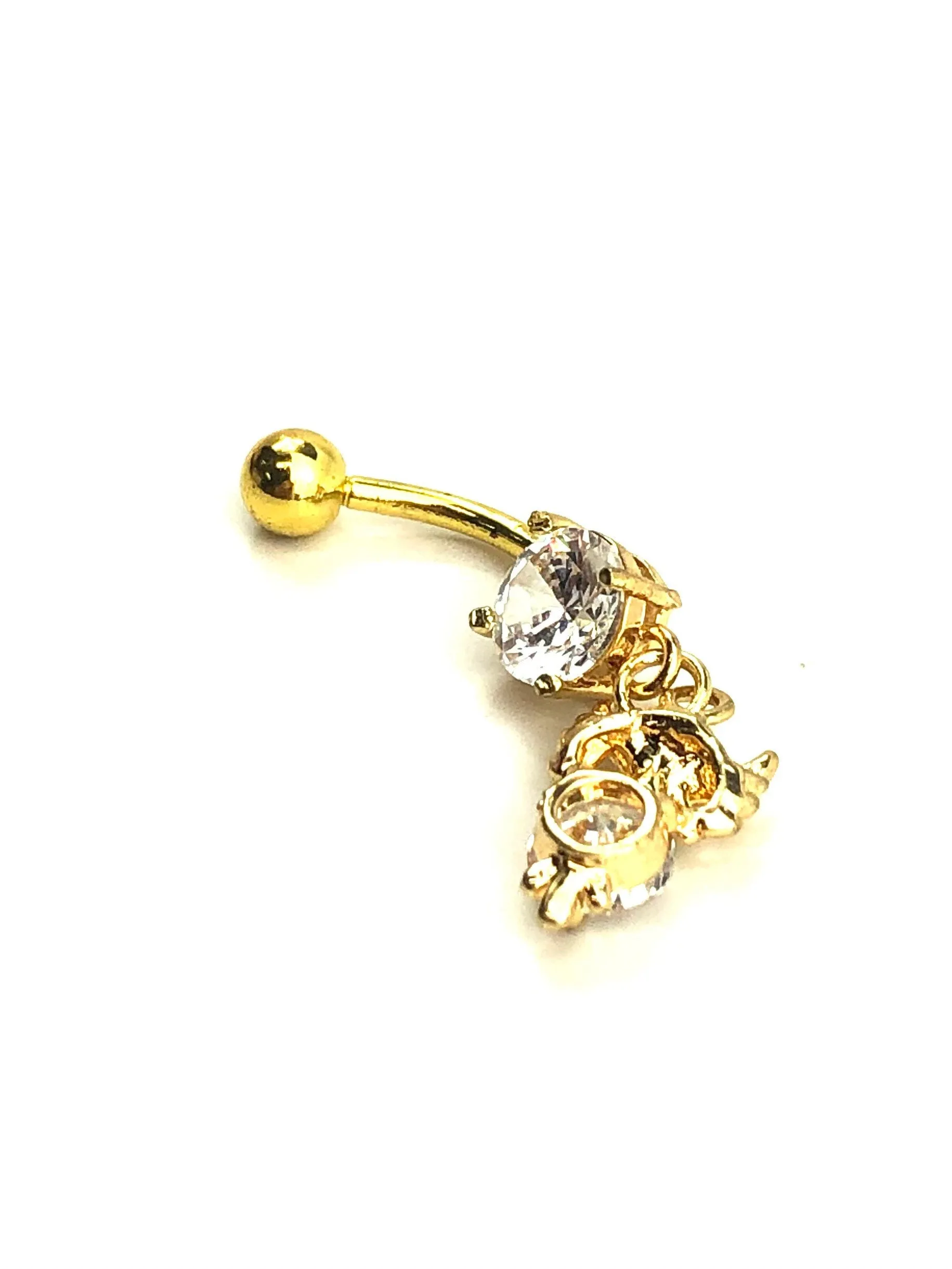 Stainless steel curve bar , owl gem belly ring, SKU# 10-6-3