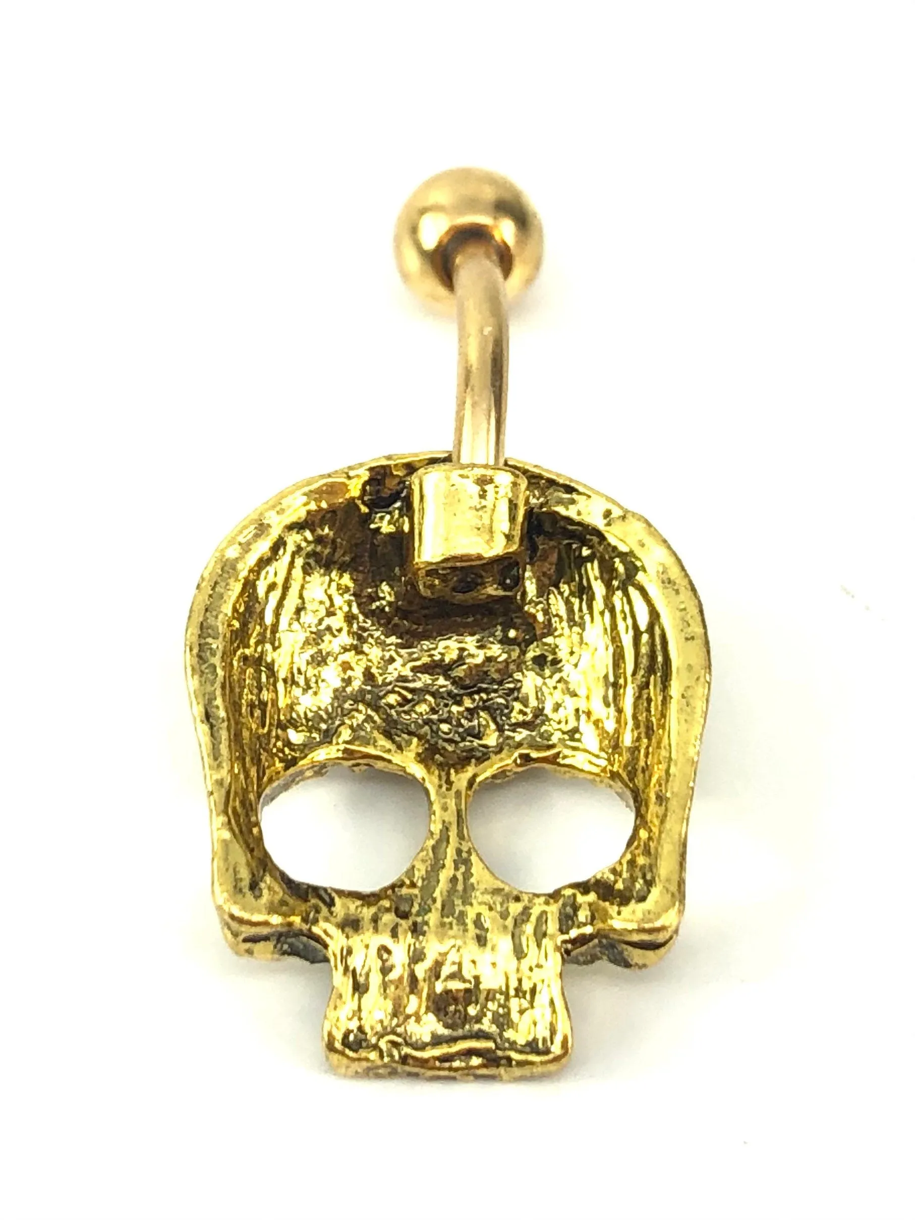 Stainless steel curve bar skull belly ring, SKU# NBR003-1
