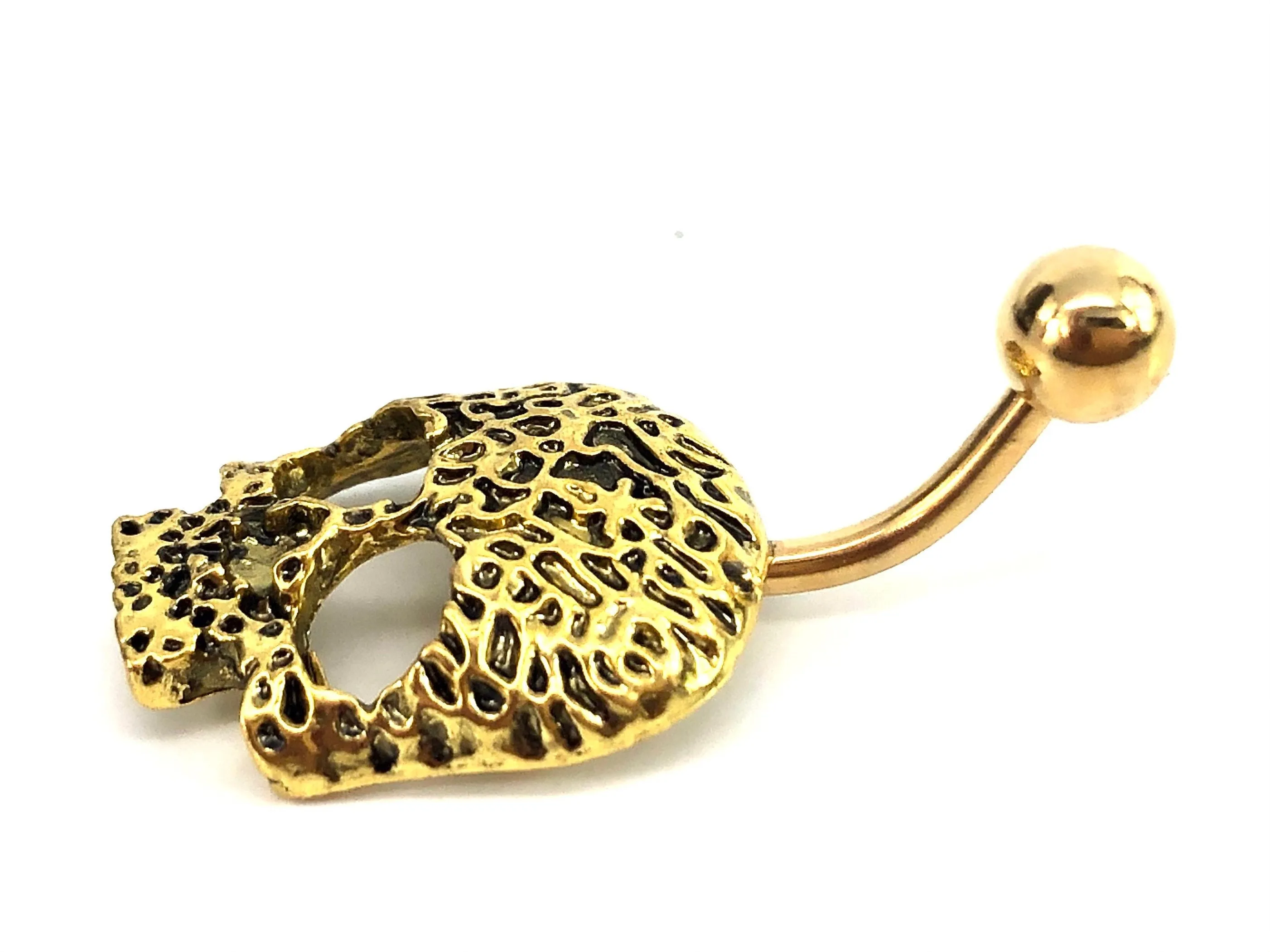 Stainless steel curve bar skull belly ring, SKU# NBR003-1