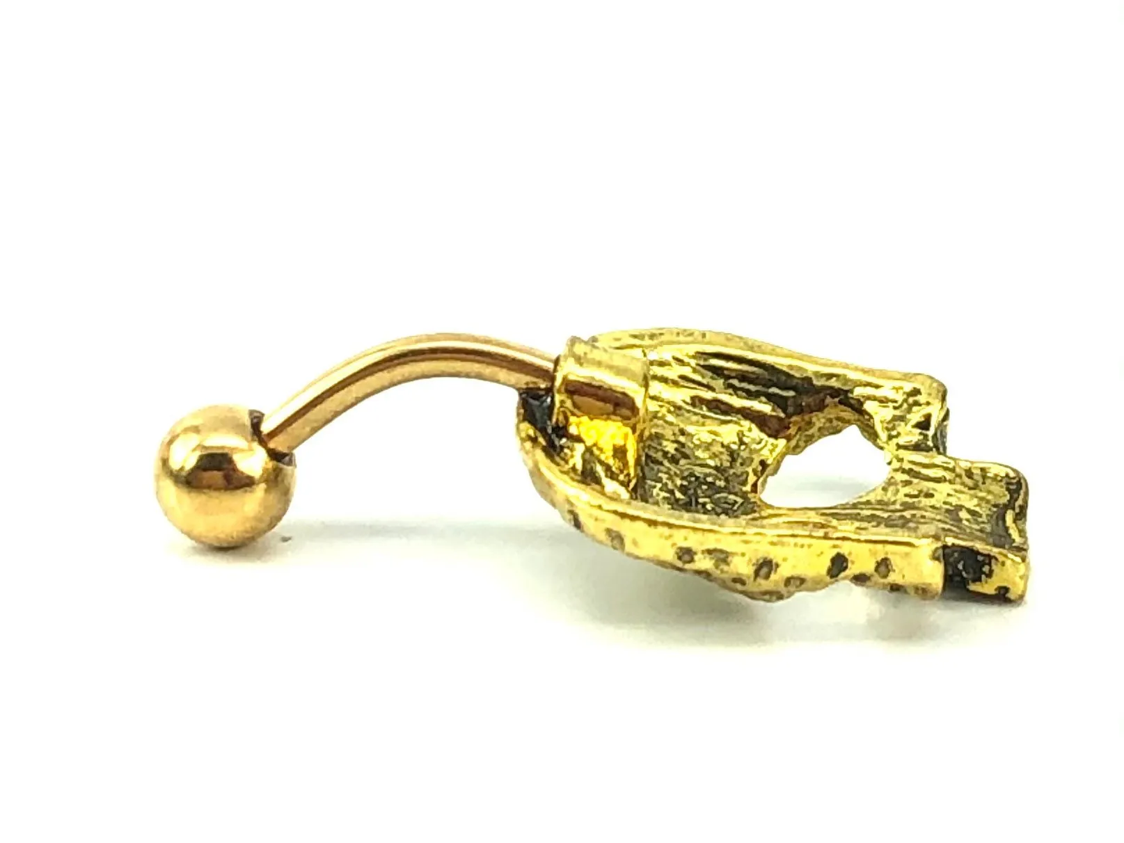 Stainless steel curve bar skull belly ring, SKU# NBR003-1