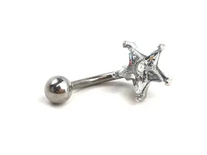 Stainless steel curve bar , star gem belly ring, SKU# NBR023-1