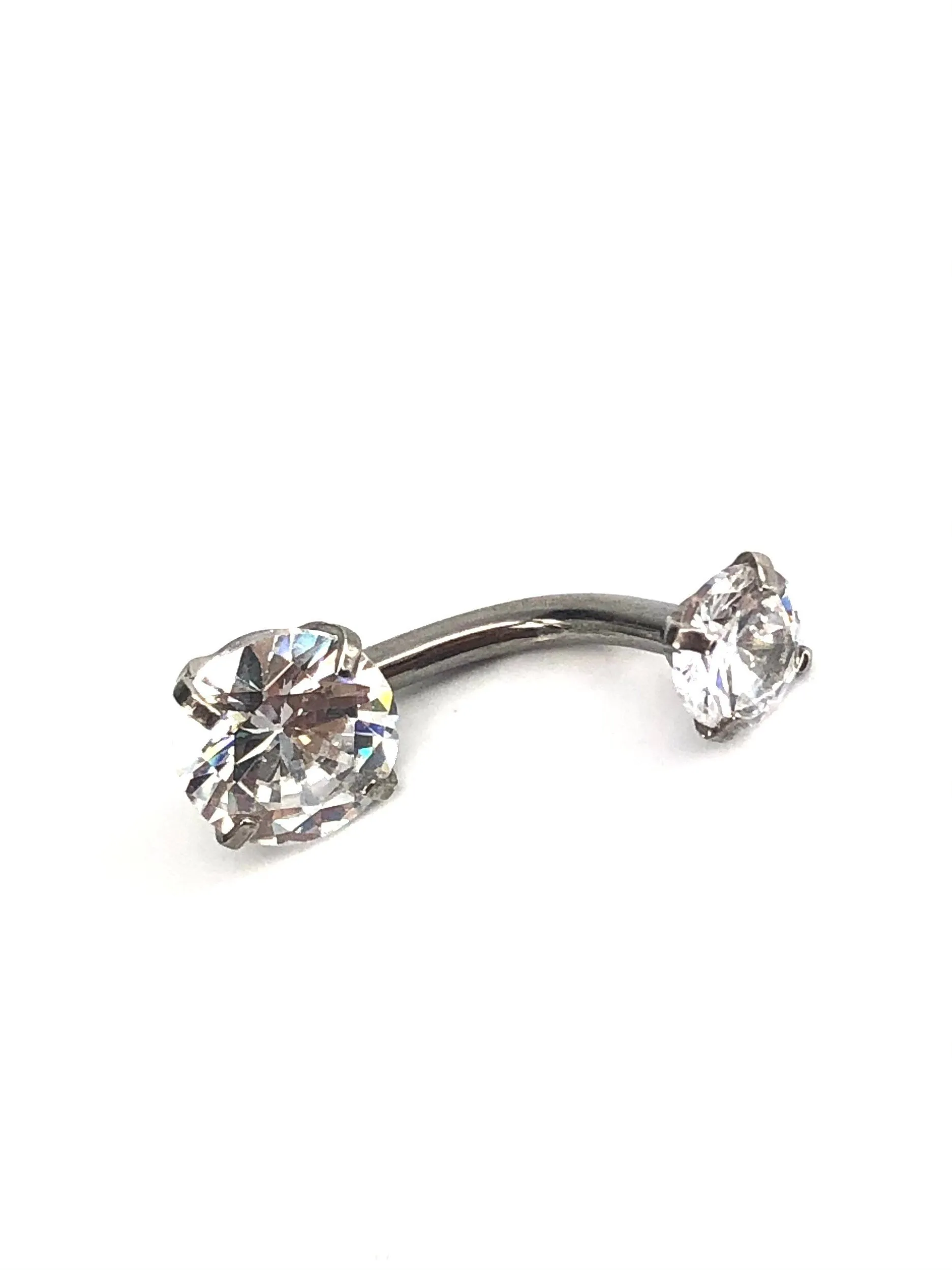 Stainless steel curve bar , w/ gem belly ring, SKU# 11