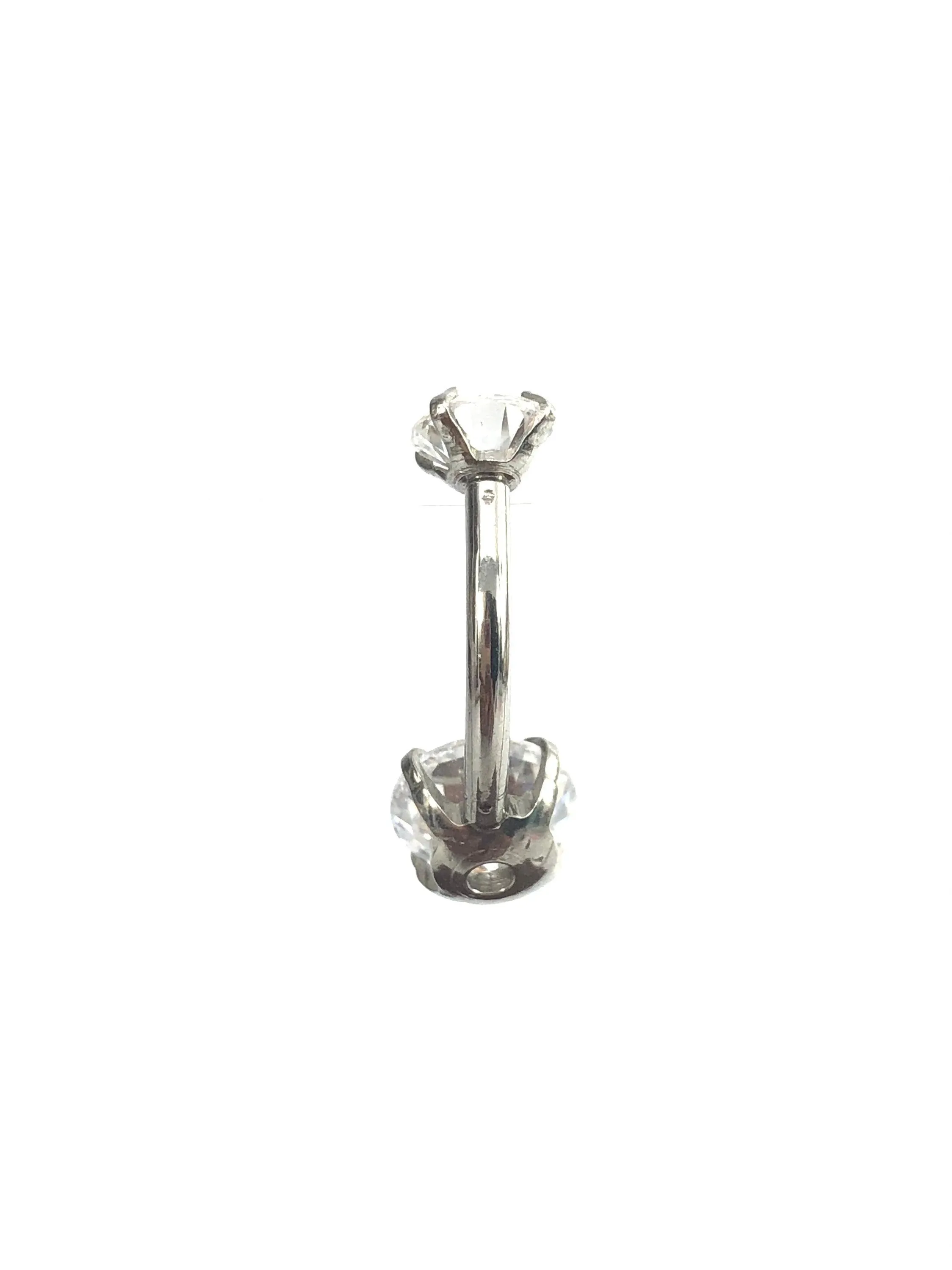 Stainless steel curve bar , w/ gem belly ring, SKU# 11