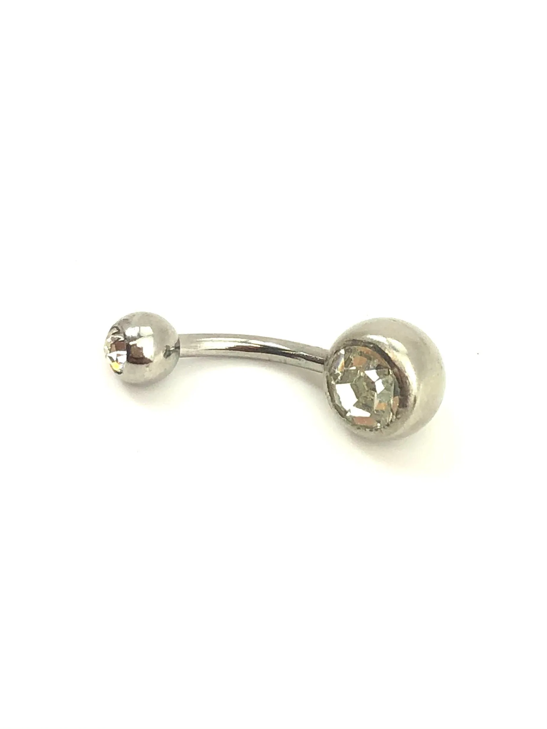 Stainless steel curve bar , w/ gem belly ring, SKU# 8-1