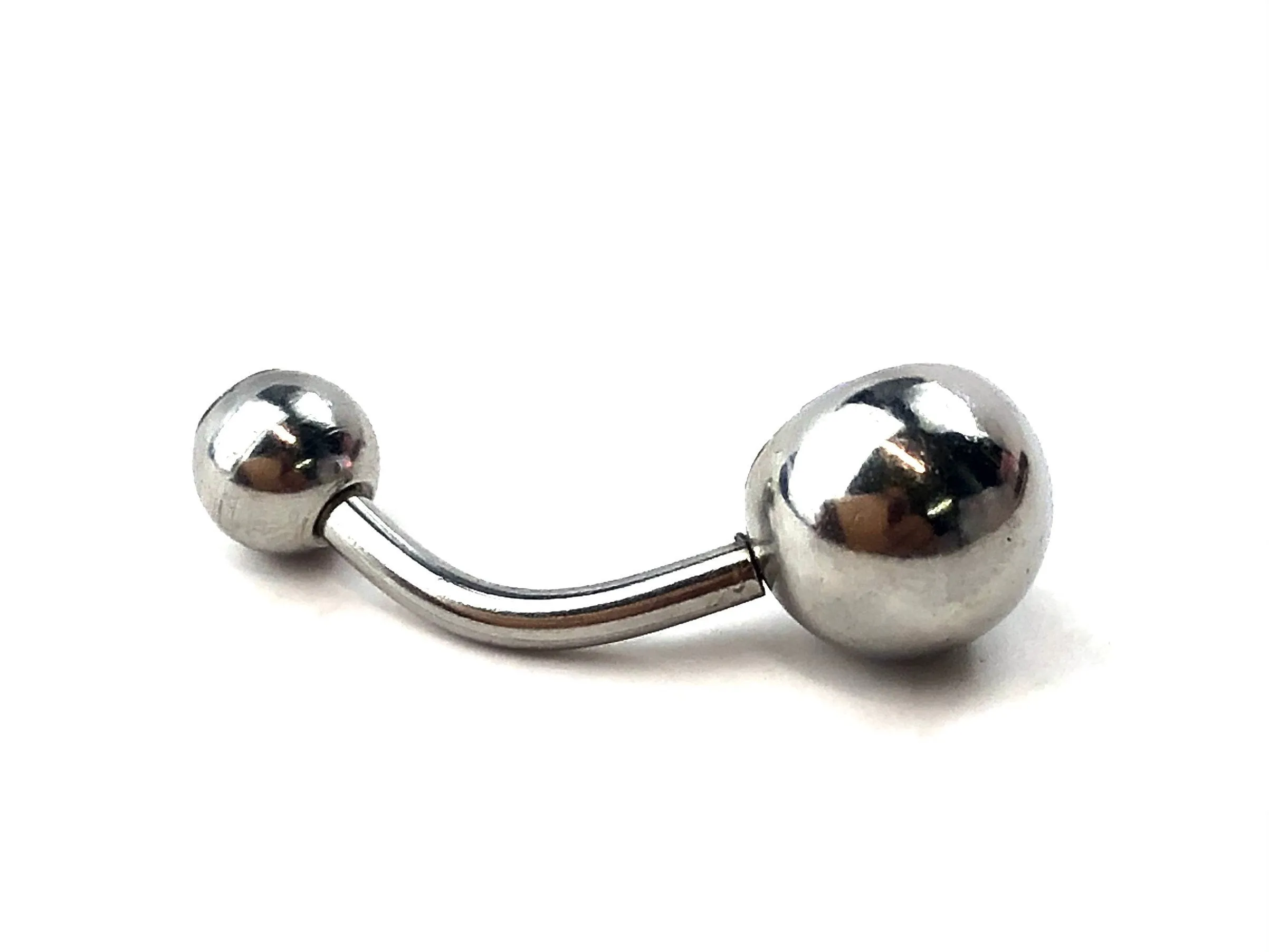 Stainless steel curve bar , w/ gem belly ring, SKU# 8-3