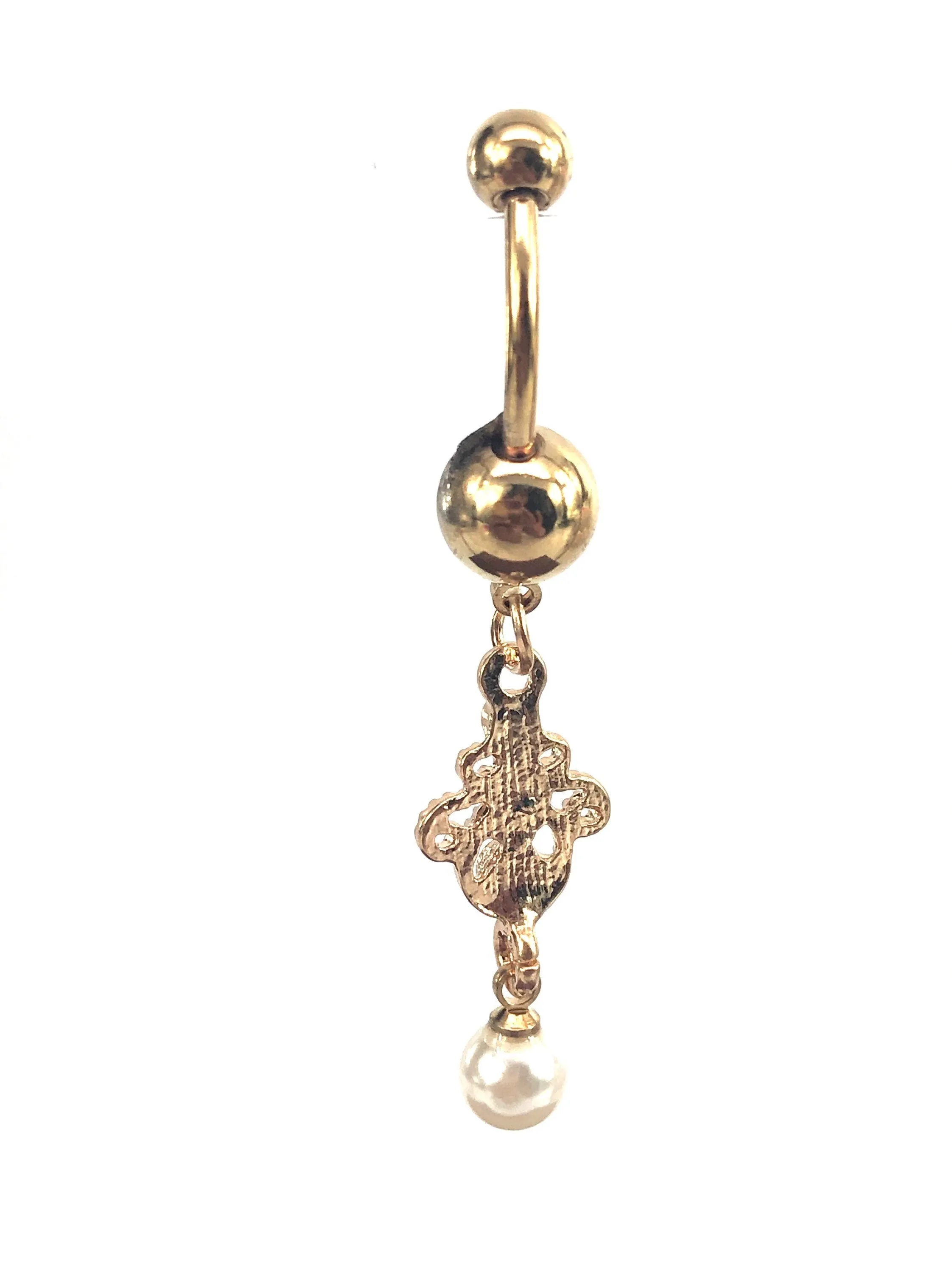 Stainless steel curve bar , w/ gem belly ring, SKU# NBR013