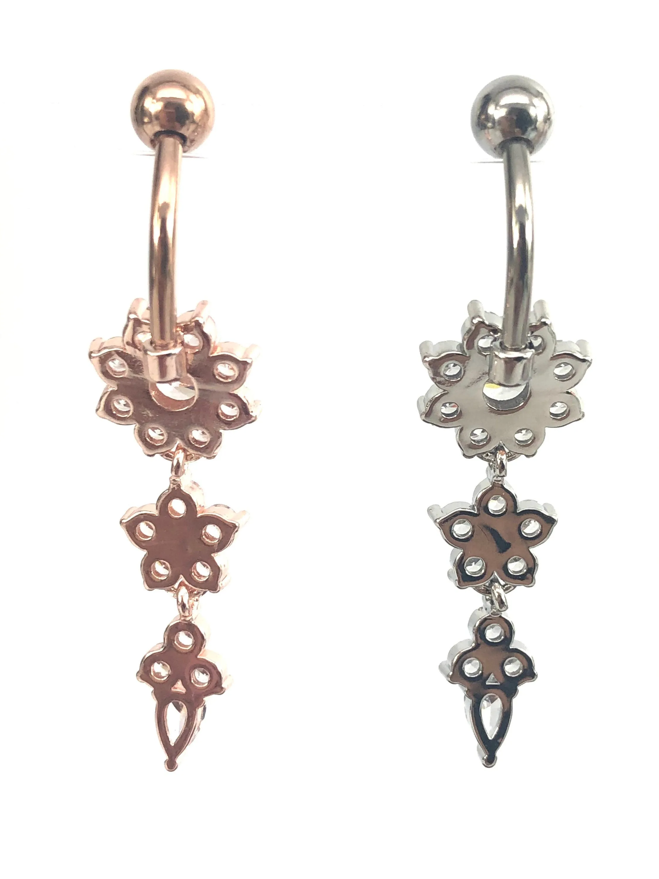 Stainless steel curve bar , w/ gem belly ring, SKU# NBR018
