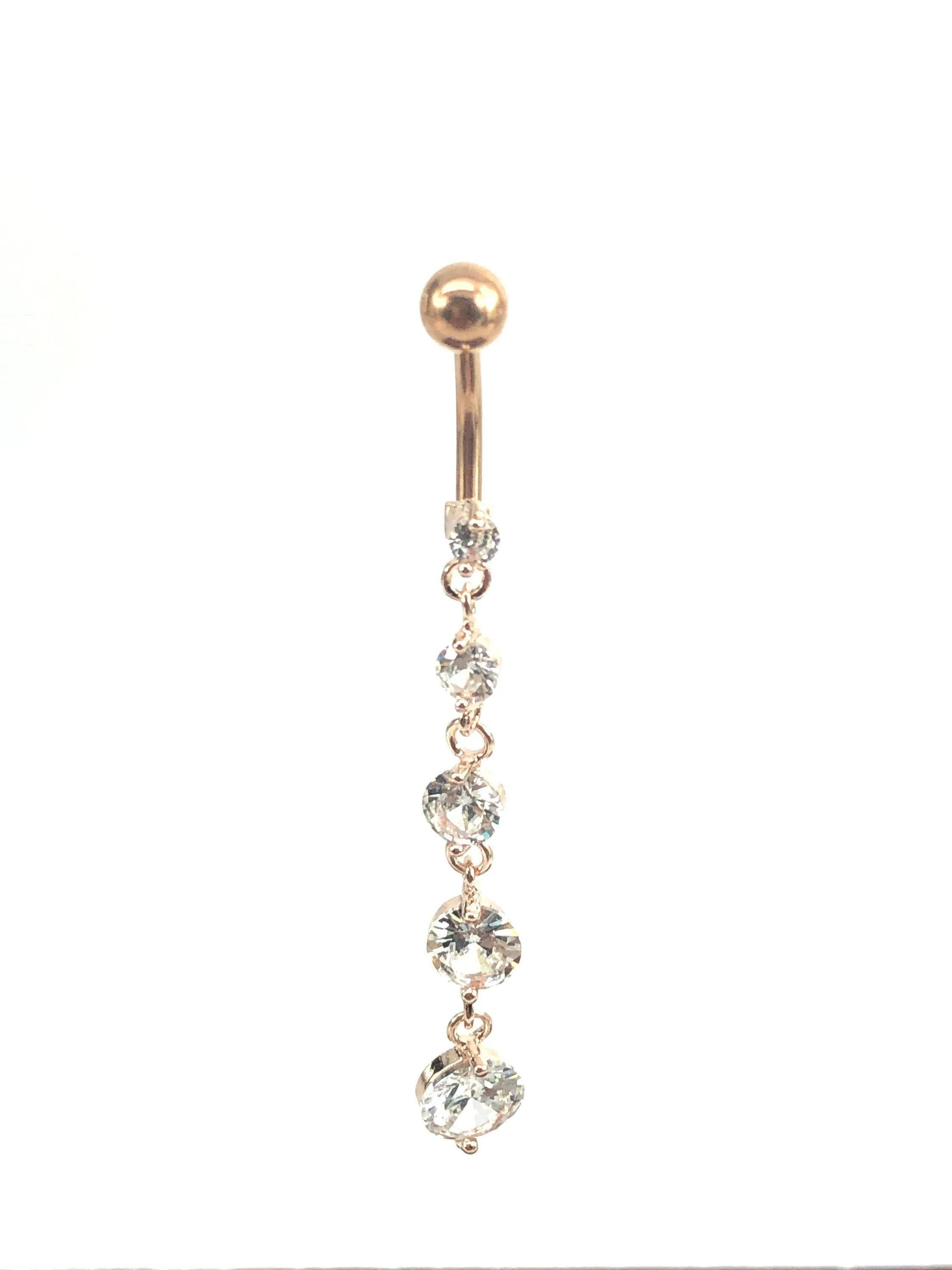 Stainless steel curve bar w/ gem belly ring, SKU# NBR020