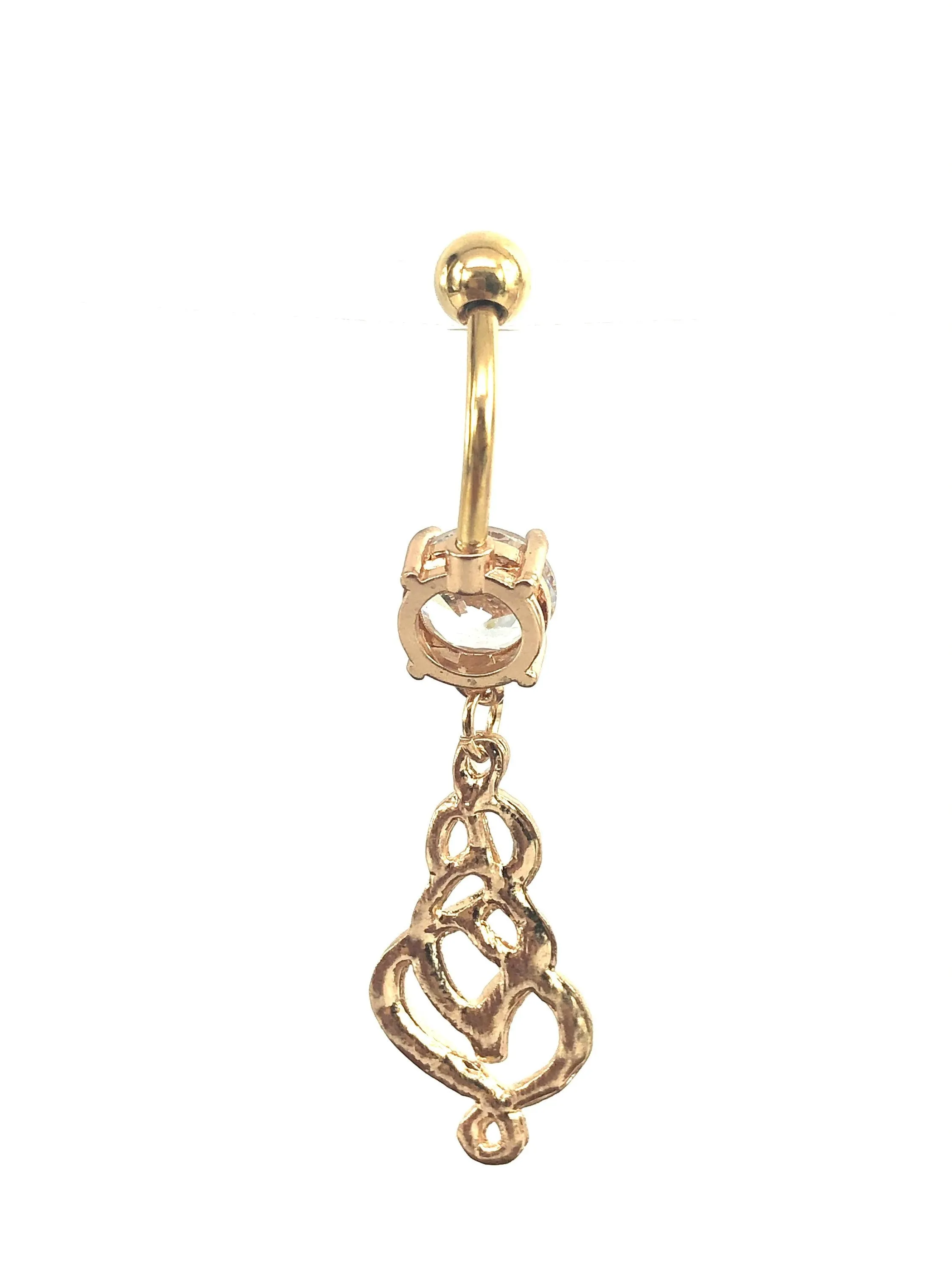 Stainless steel curve bar w/ gem belly ring, SKU# NBR071