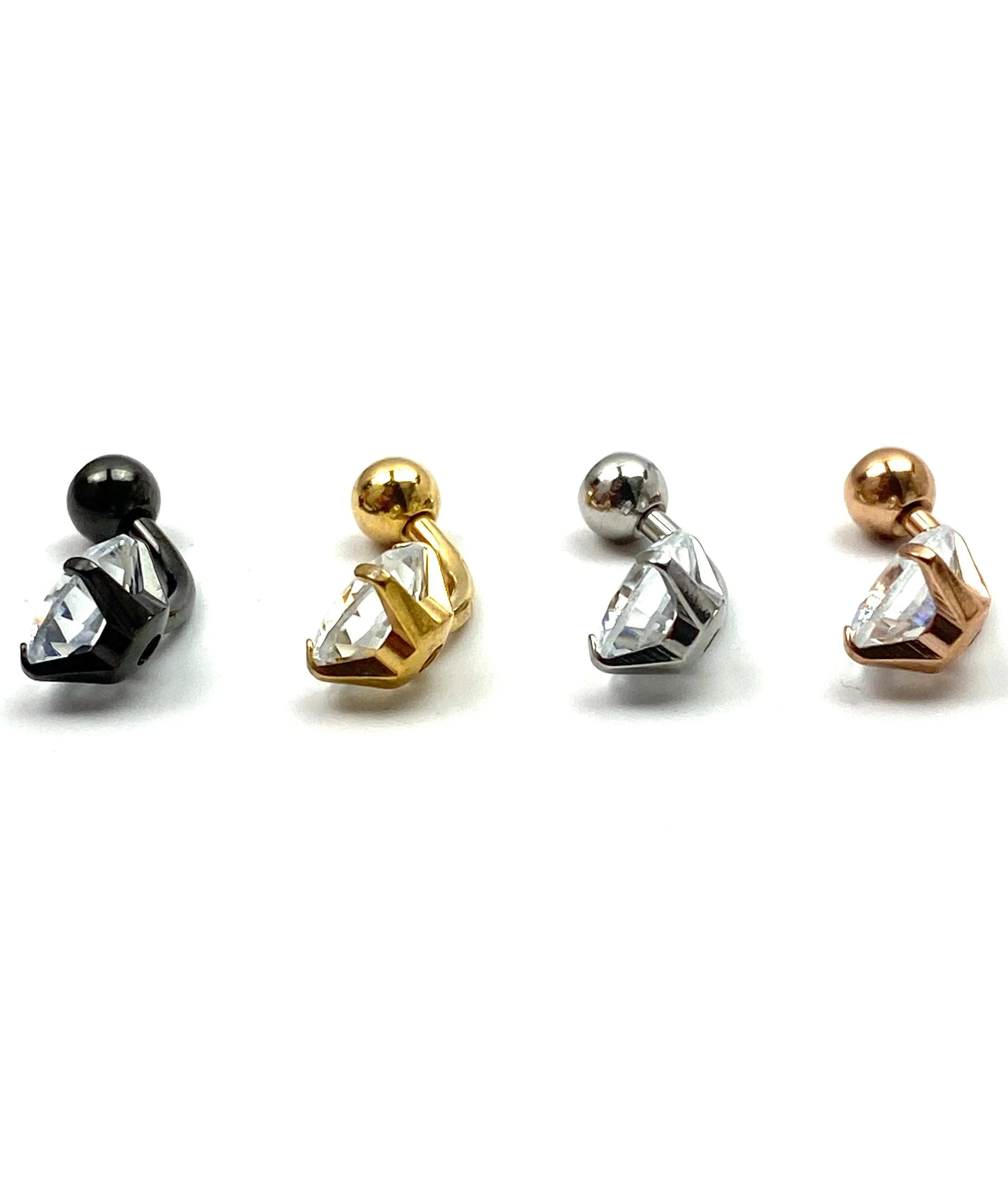 Stainless steel curved bar, colored gem belly ring, SKU# NBR077-1