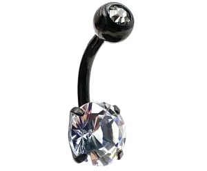 Stainless steel curved bar, colored gem belly ring, SKU# NBR077-1