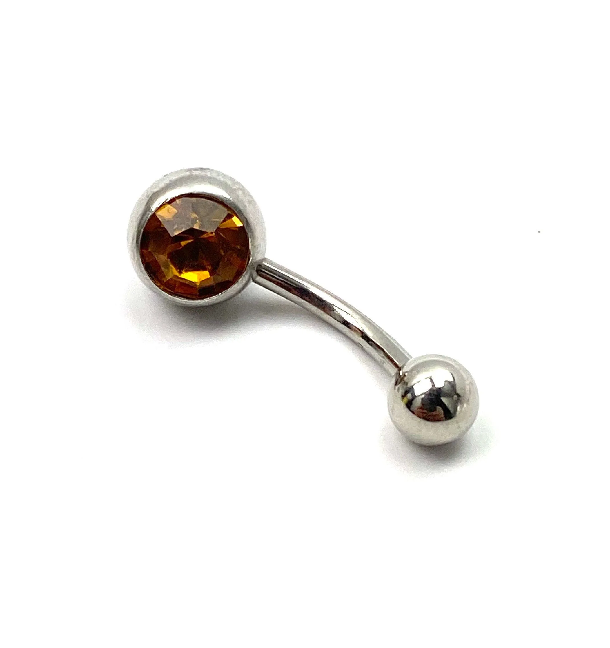 Stainless steel with colored gem belly ring, SKU# NBR065
