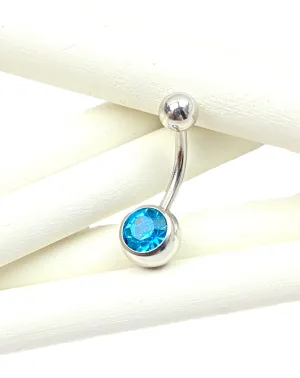 Stainless steel with colored gem belly ring, SKU# NBR065