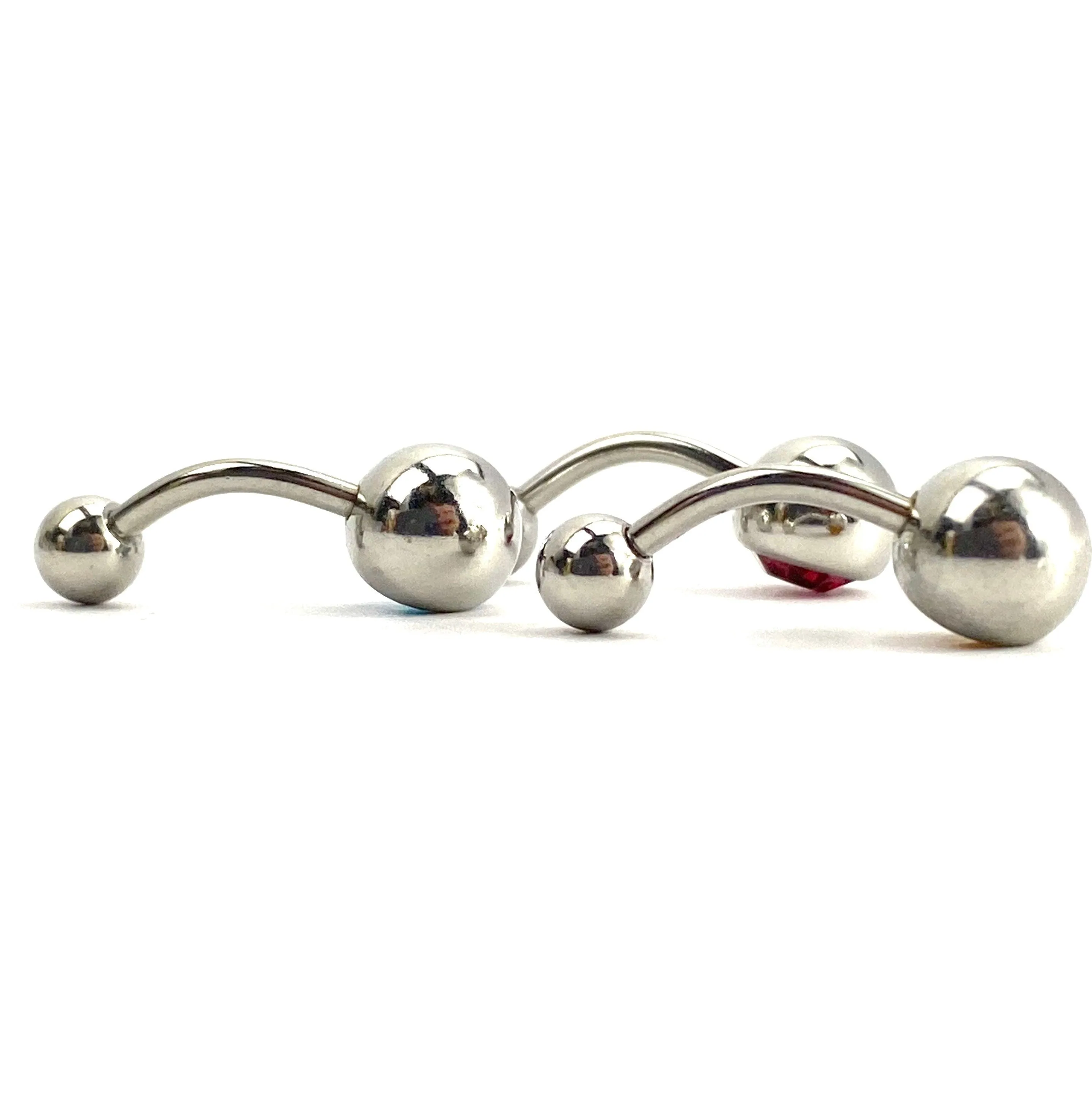 Stainless steel with colored gem belly ring, SKU# NBR065