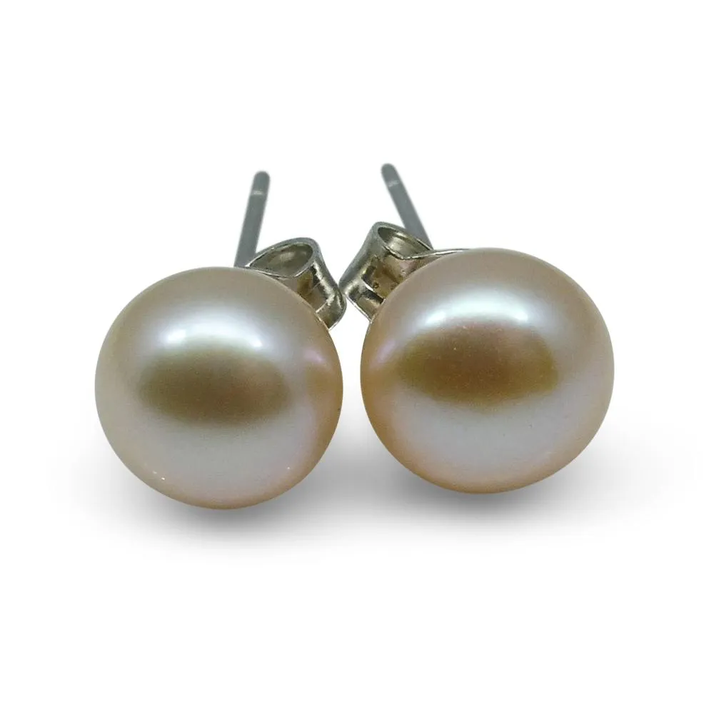 Sterling Silver 6mm Pair Natural Baby Pink Pearl Stud Earrings