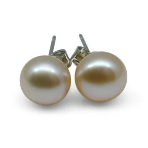 Sterling Silver 6mm Pair Natural Baby Pink Pearl Stud Earrings