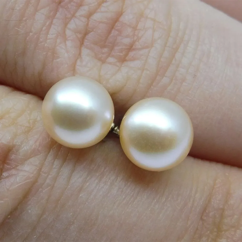 Sterling Silver 6mm Pair Natural Baby Pink Pearl Stud Earrings