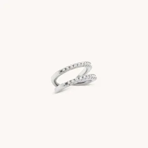 Sterling Silver Double Crystal Ear Cuff, Silver