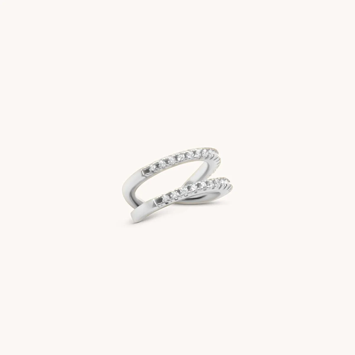 Sterling Silver Double Crystal Ear Cuff, Silver