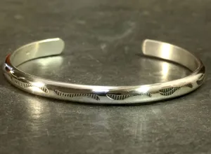 Sterling Silver Half Round Bracelet Imprinted with Native American Metal Stamps