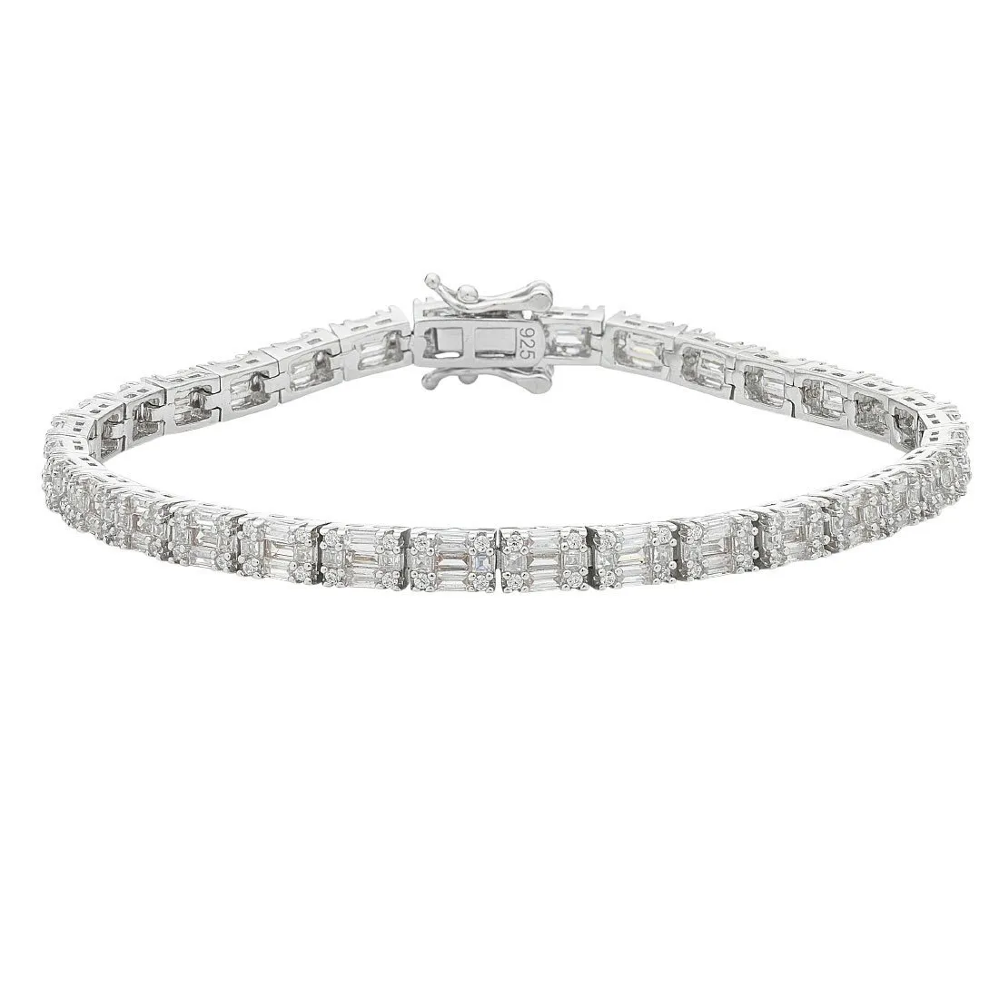 Sterling Silver White Cubic Zirconia Brilliant Tennis Bracelet