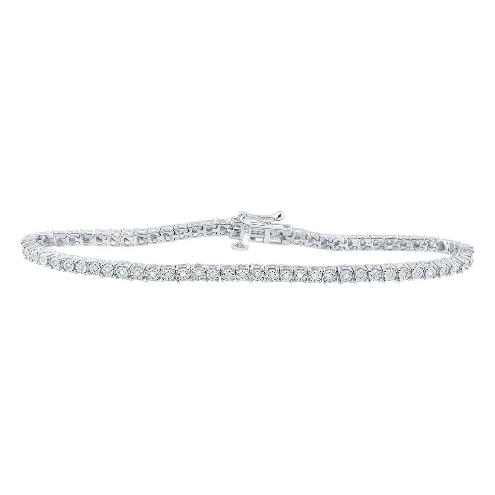 Sterling Silver Womens Round Diamond Fashion Bracelet 1/2 Cttw
