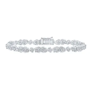 Sterling Silver Womens Round Diamond Fashion Bracelet 1/3 Cttw