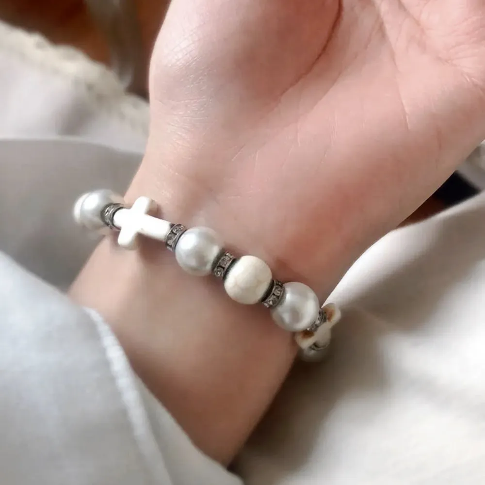Street Cross Pearl Bracelet